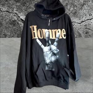 •NWT• Homme + Femme LA Black Spotted Twisted Fingers in Cream • Men’s XXL